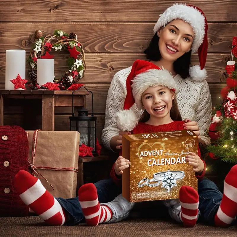 

Countdown Calendar Toys Portable Countdown Calendar Boxes Christmas Advent Surprises Jewelry Set Ring Necklace Earrings Home