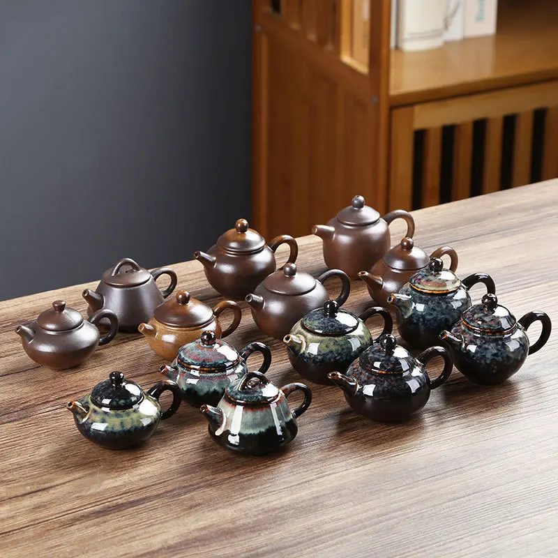 

Мини-чайник из фиолетового песка для смены печи, можно приподнять и играть с горшком для пальцев, чай для домашних животных, чай и карманный подсвечиваемый чайный набор, украшение для дома