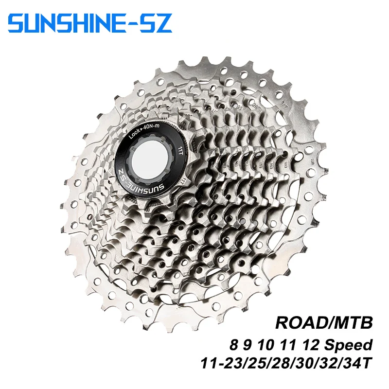 SUNSHINE Road Bike Cassette Freewheel 8 9 10 11 12 Speed 11-23T/25T/28T/30T/32T/34T Bicycle Flywheel MTB Sprocket for SHIMANO