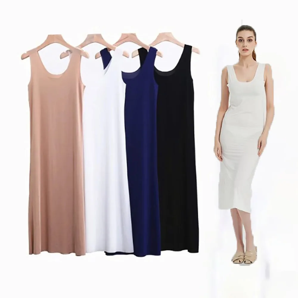 

M-5XL Nightgowns Women Sexy Sleep Ice Silk Nightdress Slim Seamless Vest Long Dress Female Nightshirt Bottoming Shirt