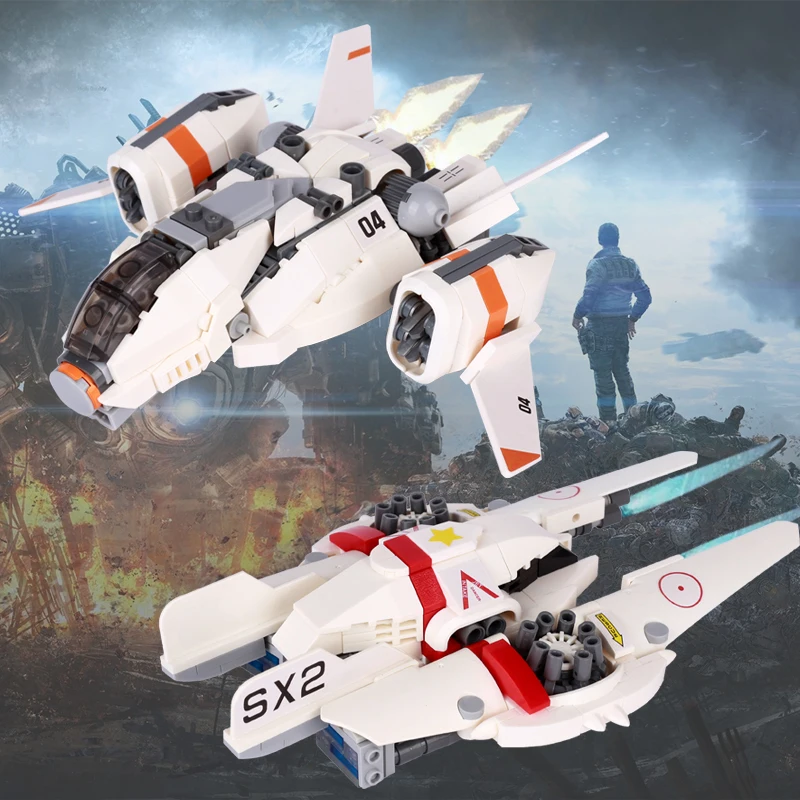 

MOC Movie Game Mecha Fighter Building Block Combat Aircraft Space Battlefield Warship Mini Model Bricks Toys Kids Gifts Present