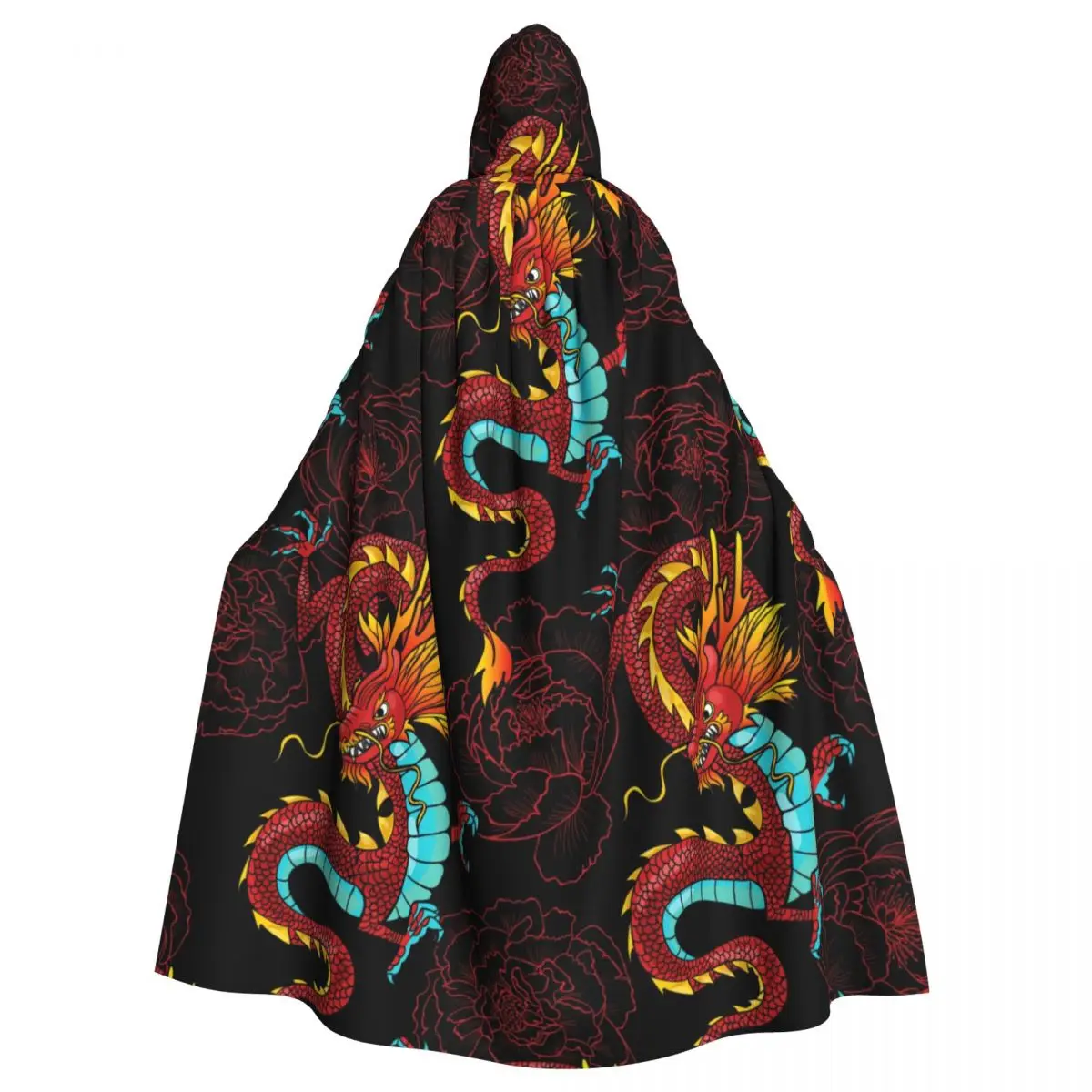 Плащ с капюшоном унисекс, полиэстер, накидка ведьмы, аксессуар для китайских драконов и пионов, эльф Пурим