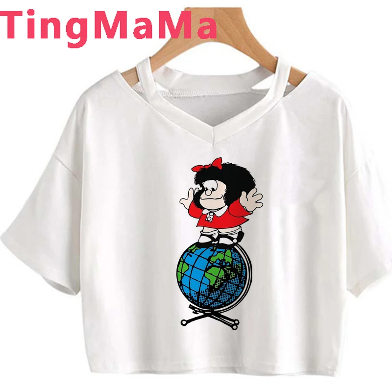 Футболка Mafalda женская с коротким рукавом Повседневная Уличная одежда в стиле