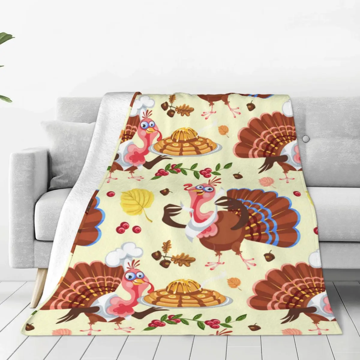

Thanksgiving Turkey Soft Flannel Throw Blanket for Couch Bed Warm Blanket Lightweight Blankets for Sofa Travel Blanket