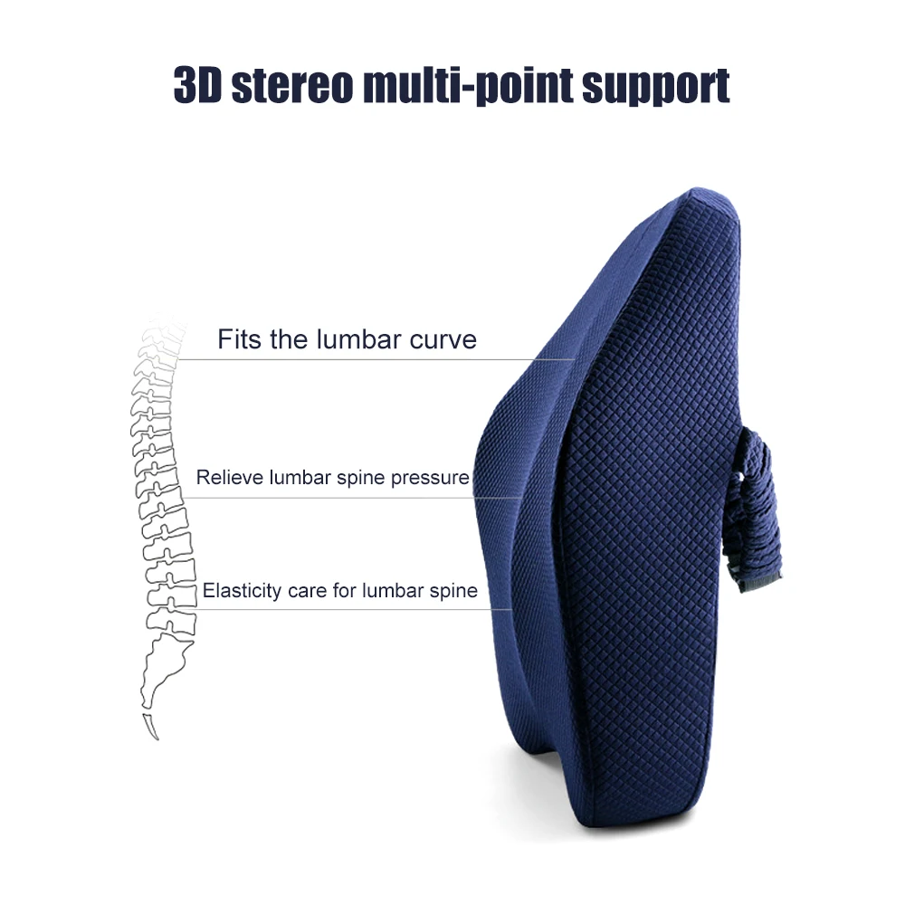 Seat Cushion for Office Chair Lumbar Support Pillow Car Back Memory Foam Washable Cover |