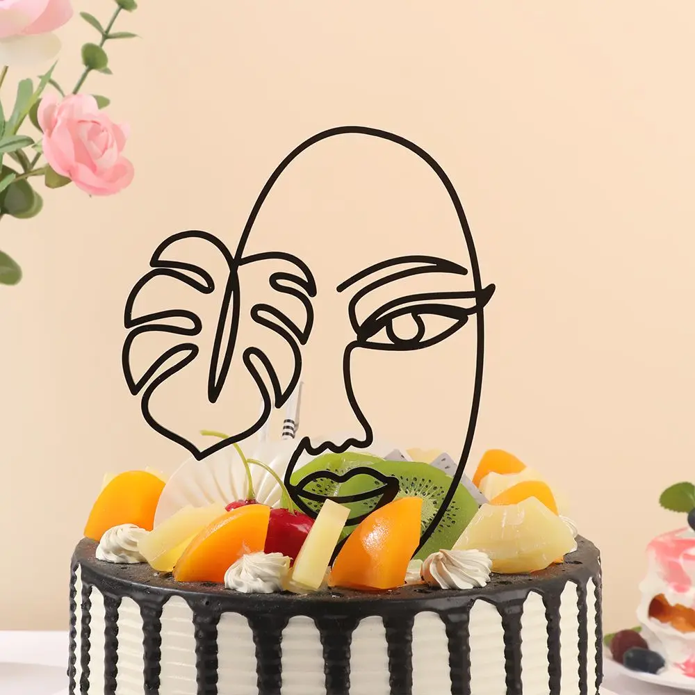 

Acrylic Perfect Minimalist Art Lady Face Cake Topper Girl Happy Birthday Cake Decoration Wedding Cake Toppers Party Supplies
