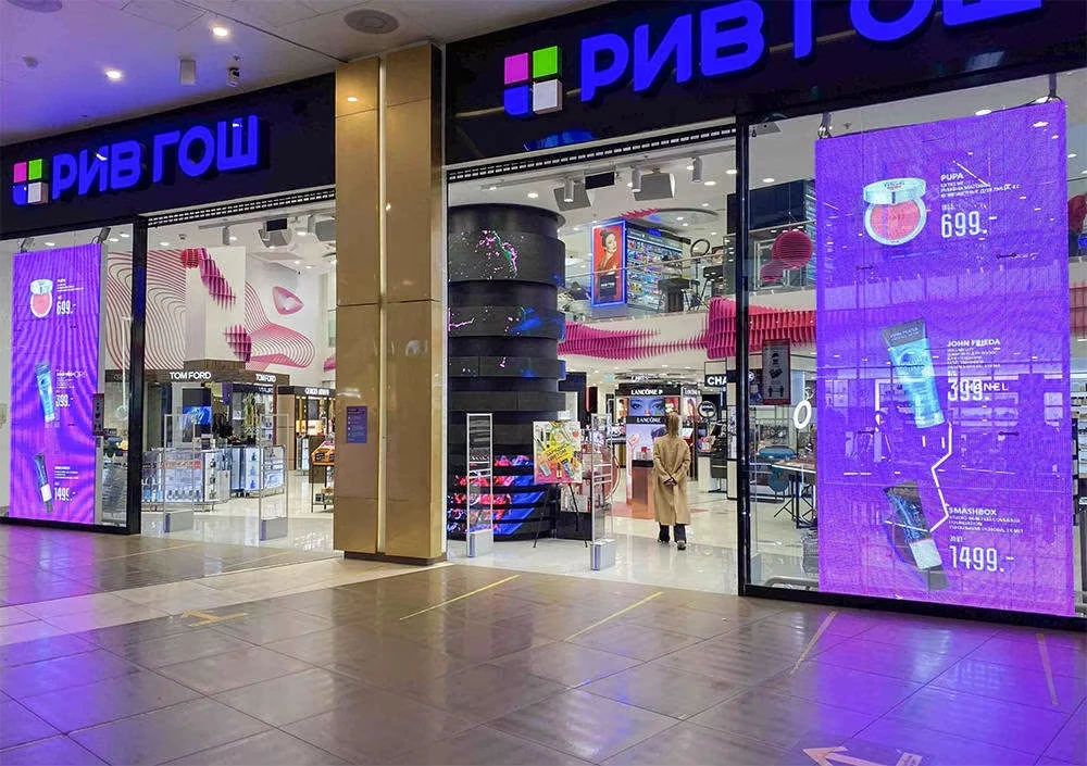 Светодиодный прозрачный рекламный светодиодный дисплей для витрины магазина P3.91