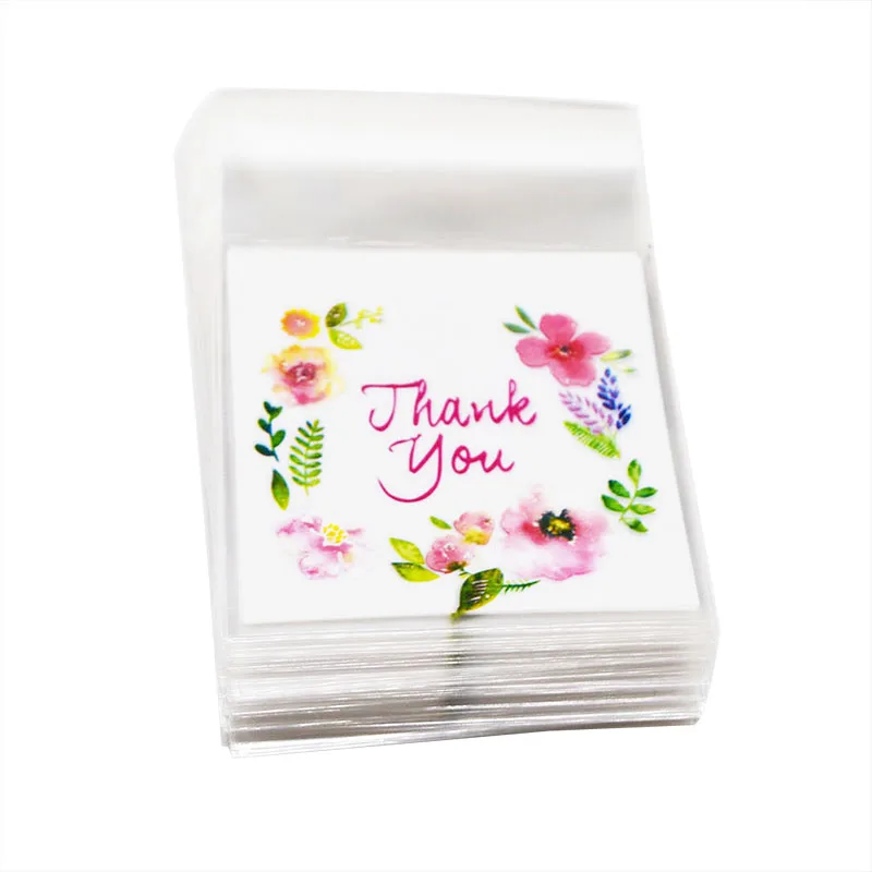 

100Pcs Biscuit Baking Packaging Bag Plastic Bags Thank you Cookie Candy Bag Self-Adhesive For Wedding Birthday Party Gift Bag