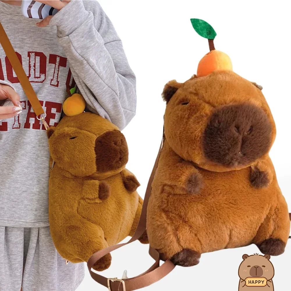 Kapybara Милый Мультяшный Плюшевый Рюкзак Двойного Назначения Сумка Через Плечо С