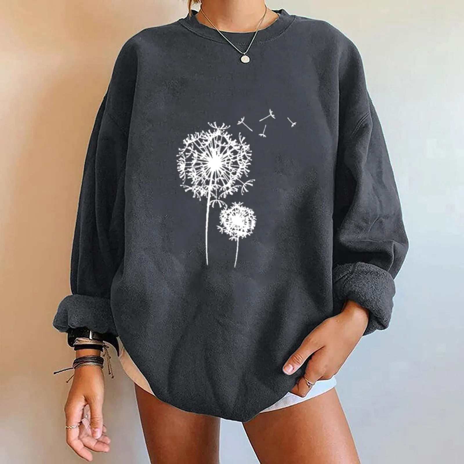 

Womens Casual Long Sleeve Crew Neck Letter Printed Pullover Hoodless Sweatshirts Fit Blouse Fall Trendy Clothes Women
