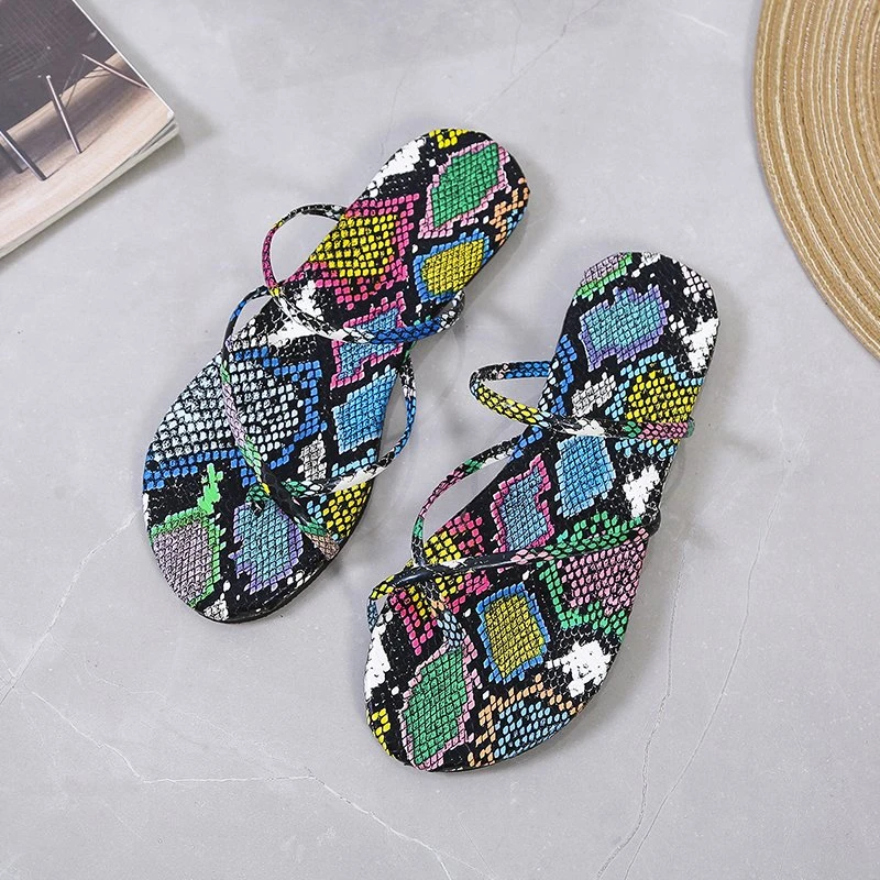 35-43 Yards Plus Size Women's Shoes 2022 Summer Snake-shaped Winding Seaside Beach Women's Sandals Thong Flat Women's Slippers