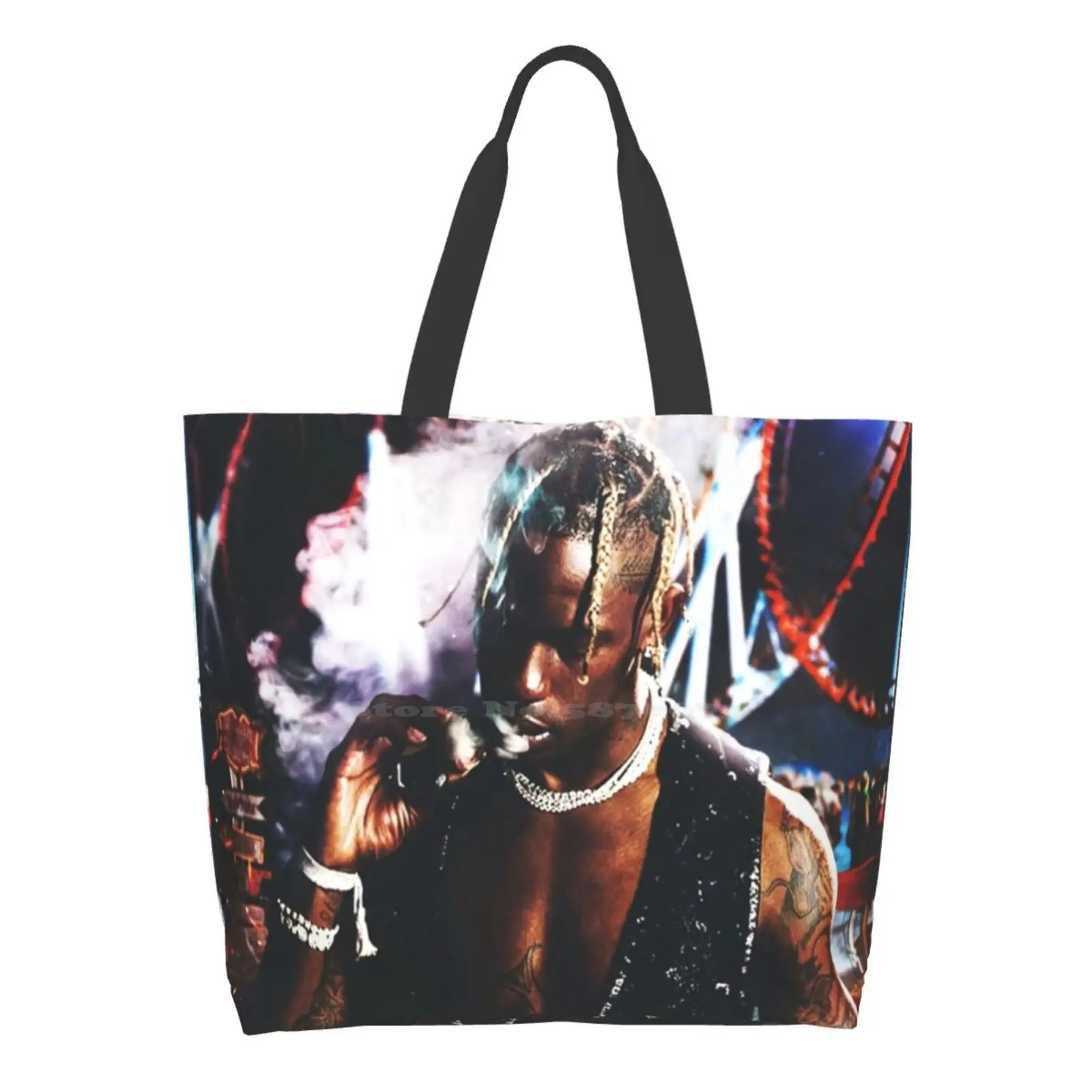 

Smoke Poster Women Shopping Bag Girl Tote Large Size Rap Music Hiphop Drake Lil Uzi Vert Playboicarti Kanyewest Rapper Migos