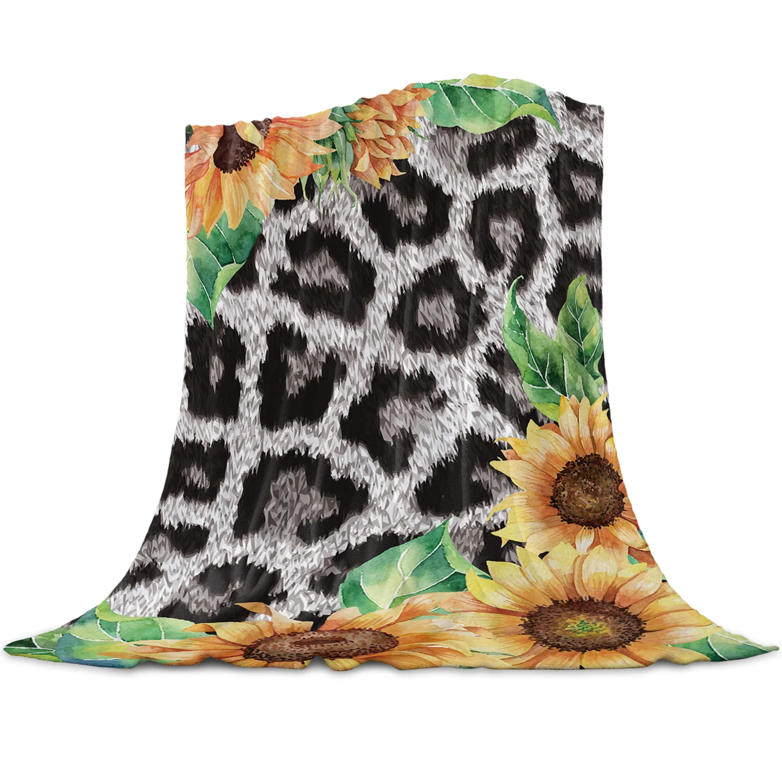 

Sunflower Leopard Throw Blanket Flannel Blanket for Beds Bedroom Hotel Decor Soft Blanket Modern Design Printed Blankets