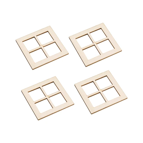 4 шт. Миниатюрные деревянные окна для кукольного домика perfeclan 1/12