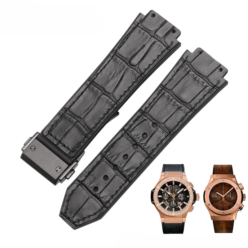 

Soft Rubber Underskin Cowhide Accessories for Hublot Yuki Classic Big Bang Convex Interface Folding Buckle 19mm Watch Strap