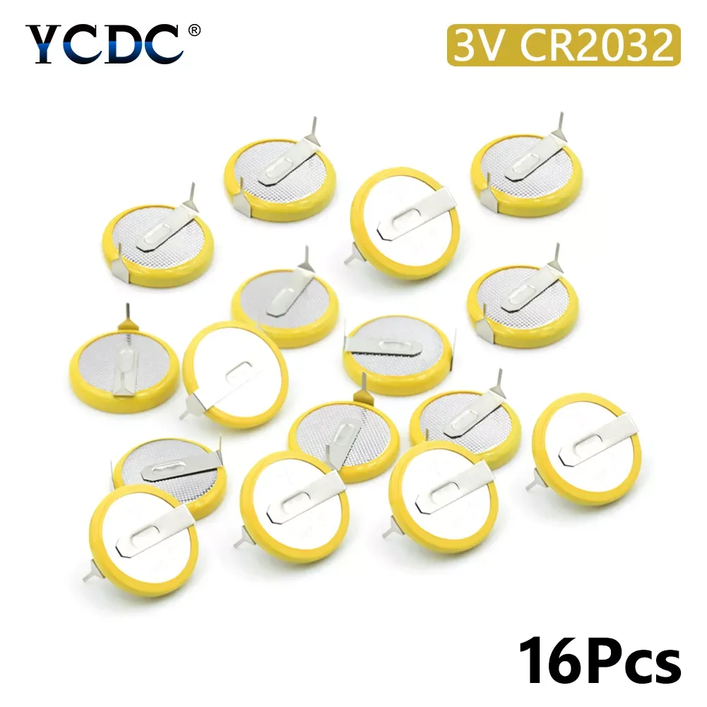 

16X 3v cr2032 button battery coin cell with 2 mounting pins/tabs single use Soldered 2 Pins for Main Board Remote Control Game