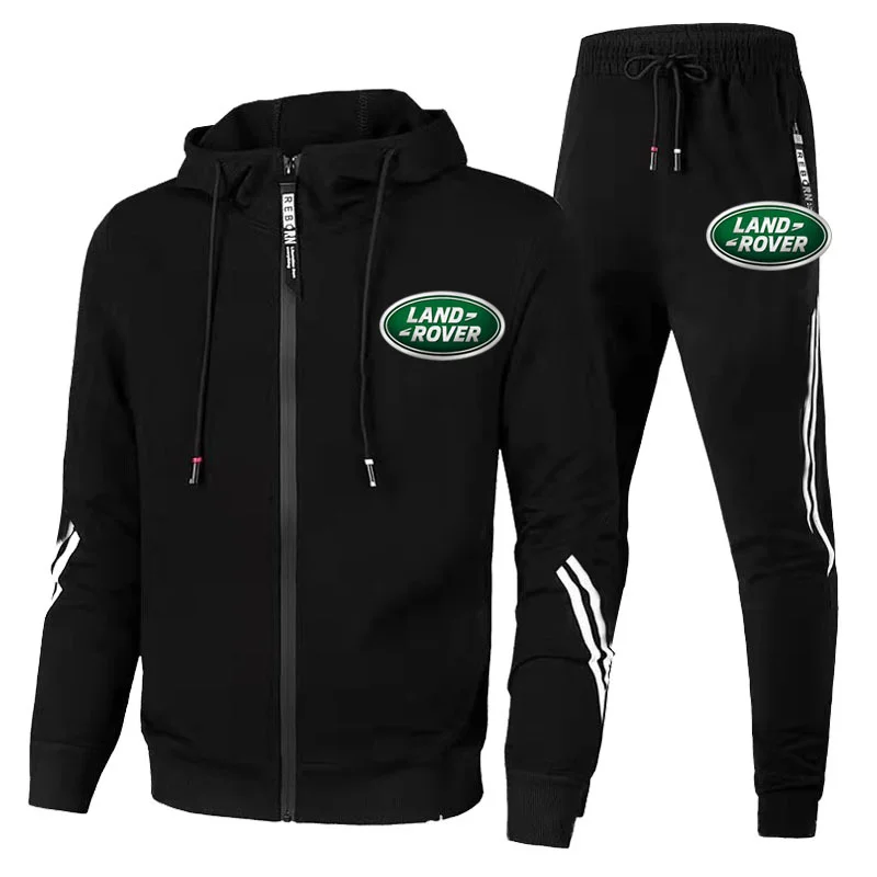 

2021 new Mens Striped Tracksuit LAND ROVER Car Logo Print Hoodie Suits 2 Piece Hoodies&Pants Sportswear Jogging Casual Sets