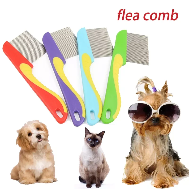 

2022JMT Pet Dogs Cats Anti Lice Comb Stainless Steel Long And Short Needle For Deworming Eggs Knot Grooming Grate Seahorse Flea