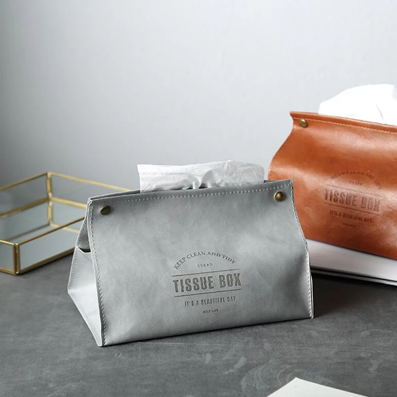 

Creative Car Tissue Box Pu Leather Material Tissue Box Nordic Car Rear Seat Tissue Storage Box Rectangular Car Tissue Box