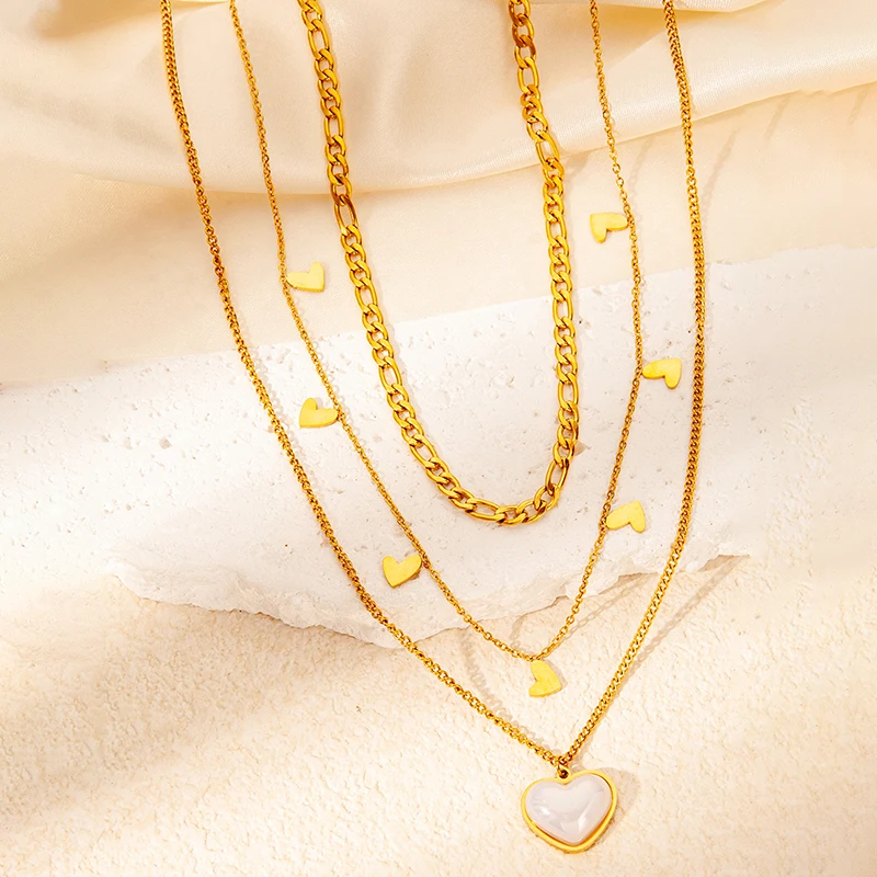 Двухслойное Ожерелье ENSHIR Из Нержавеющей Стали 316L С Подвесками В Виде Глаз Сердца