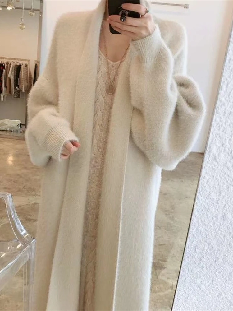 

Winter Women Sweater Knitted Cardigan Oversize Girls Sweater Woman Cashmere Pullover Tops Long Sleeve Maxi Vintage Y2k Thick
