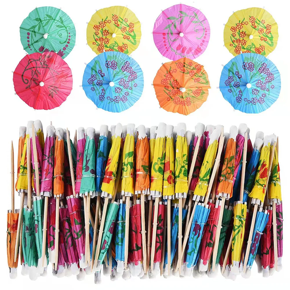 

50pcs/Set Paper Drink Cocktail Parasols Umbrellas Sticks Tropical Hawaiian Party Wedding Paper Umbrella Decoration Bar Decor