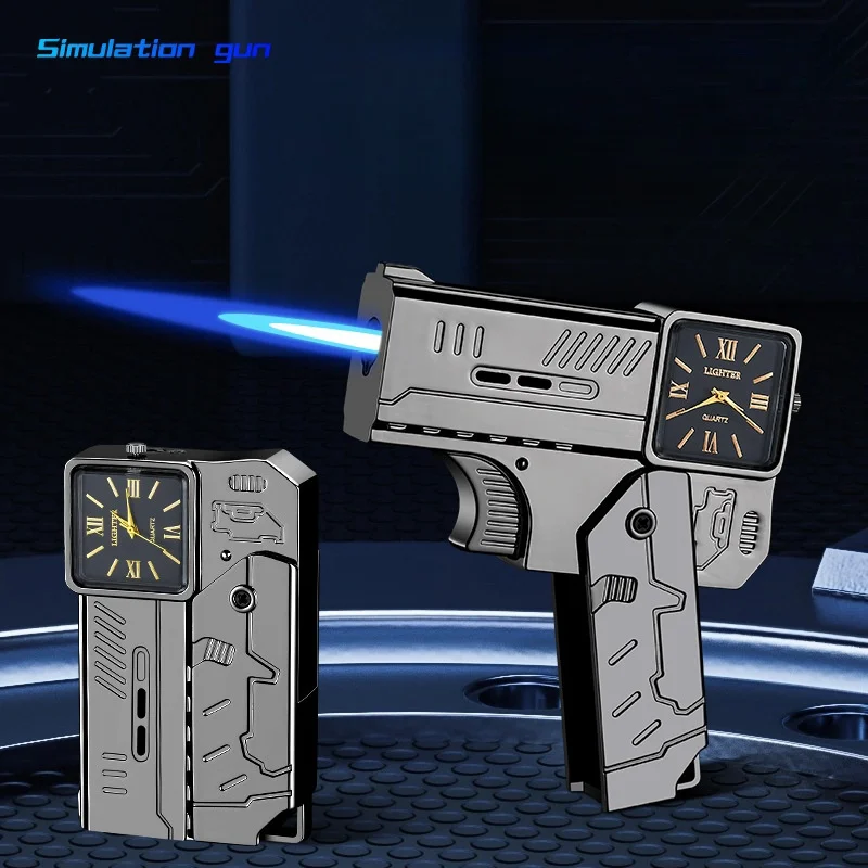 Креативный складной пистолет настоящие часы ветрозащитный струйный пламя
