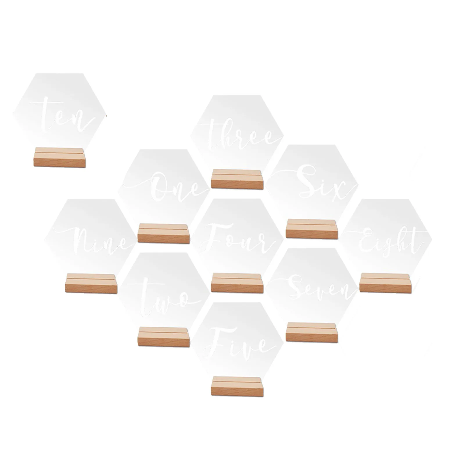 

Acrylic Wedding Table Numbers With Wood Base 10pcs Hexagon Table Numbers For Wedding Reception Table Centerpieces Number Signs