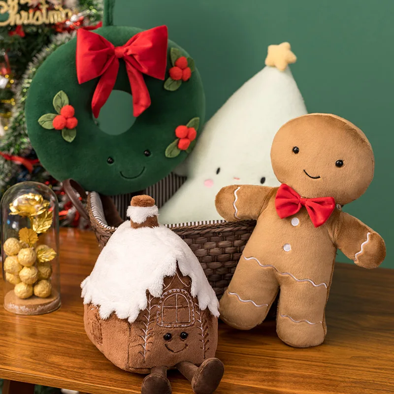 

Christmas Decoration Cartoon Gingerbread Man Plush Toy Simulated Xmas Tree Doll Navidad Festival New Year Decor Kid Child Gift
