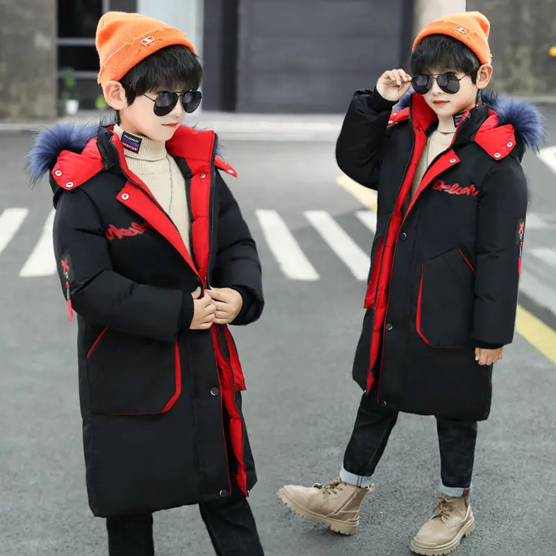 

-30 Degrees Boys Cotton Coats Winter Child Thickened Warm Parkas 12 13 14 Years Old Keep Warm Jackets Kids Handsome Outerwear