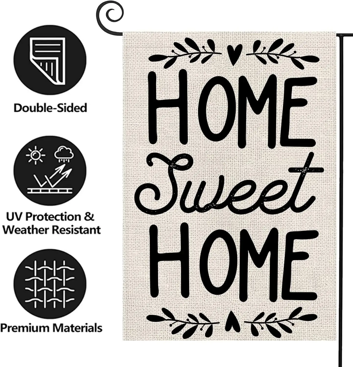 Фото Флаг для сада Texupday Home Sweet Home, двусторонний, вертикальный, из мешковины, для ежедневного использования, сезонный, в деревенском стиле, для праздников, вечеринок, для улицы, для двора, PPZ №4