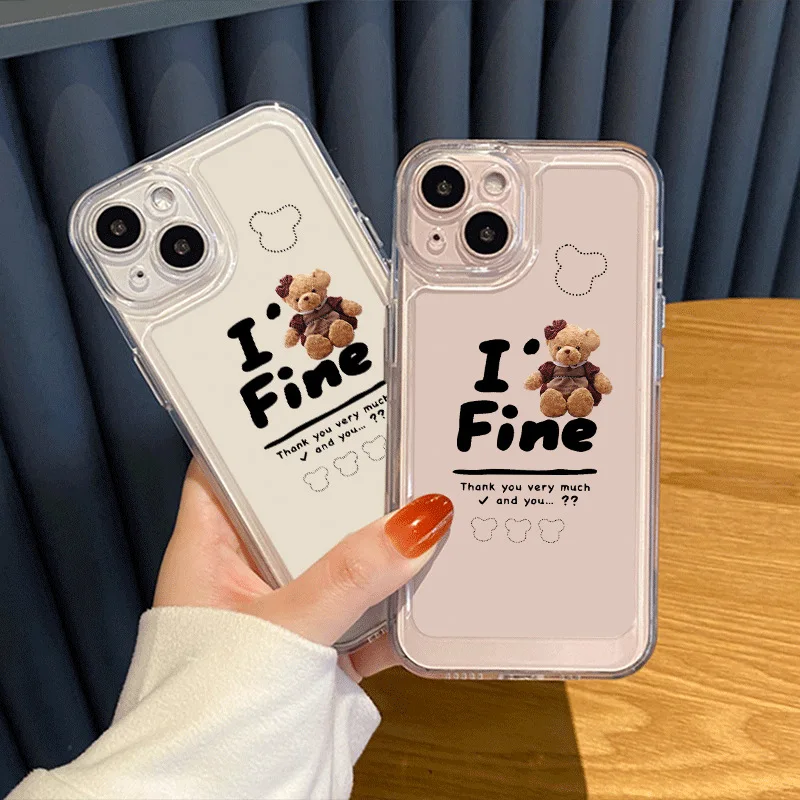 

TFINE Cute Teddy Bear cover suitable for iPhone 14Promax Phone Case iPhone12/11 iphone13pro 7/8Plus Protective Case