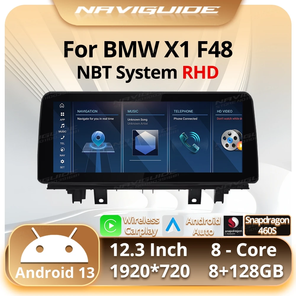 NAVIGUIDE Android13 12 3 &quotавтомобильный радиоприемник для BMW X1 F48 2016-2017 NBT система Carplay