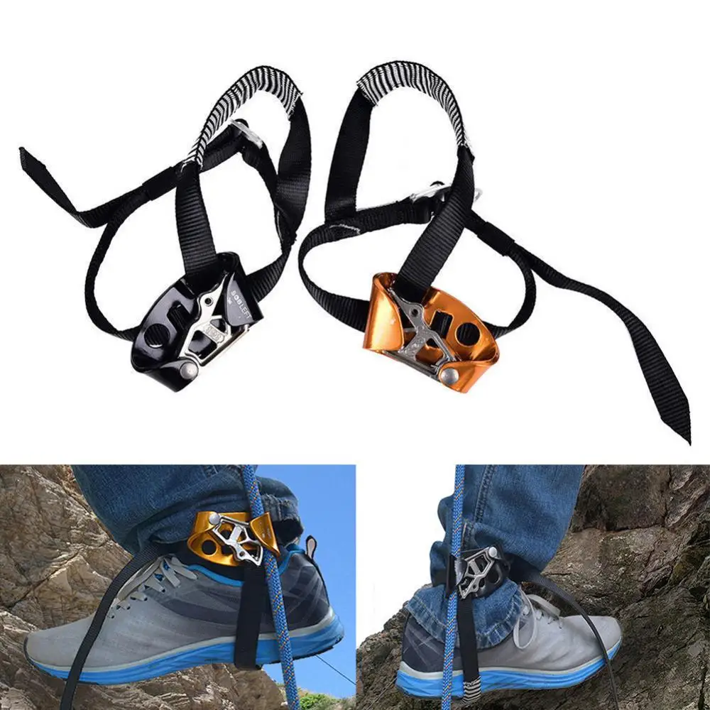 

Left/Right Foot Ascender Riser Rock Climbing Mountaineering Safety Equipment Aluminum-magnesium Alloy Regulating Buckle Design