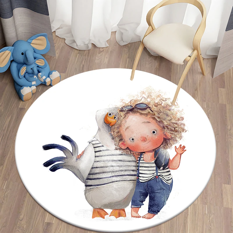 

Animal Kawaii Printed Round Carpet Camping Picnic Mats Anti-Slip Rug Yoga Mat E-sports Carpet Sofa Decoration,Non-slip Floor Mat