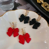 delysia king black bow knot earrings new earrings female luxury earrings