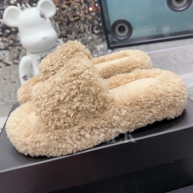 

2023 Winter New Women Slippers Round Head Open Toe Thick Bottom Sandals Comfortable Warm Female Slippers Free Shipping