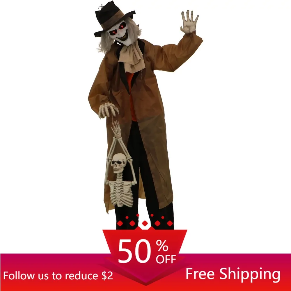 

5.25 Ft. Life-Size Standing Grave Keeper Halloween Decoration, Battery-Operated, halloween decorations for home