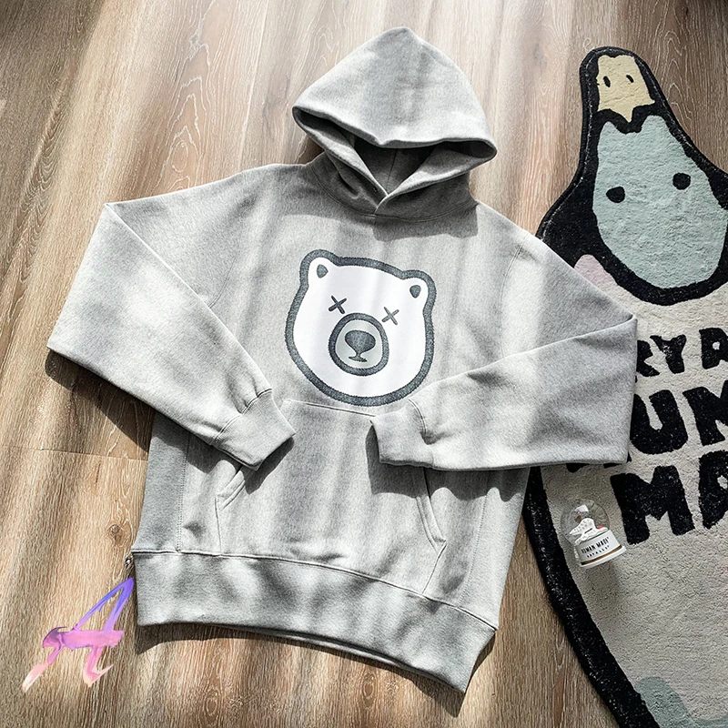 

Oversized Human Made Hoodies High Quality Cartoon Bear Print Fleece Hooded Pullovers Casual Loose Human Made Sweatshirts