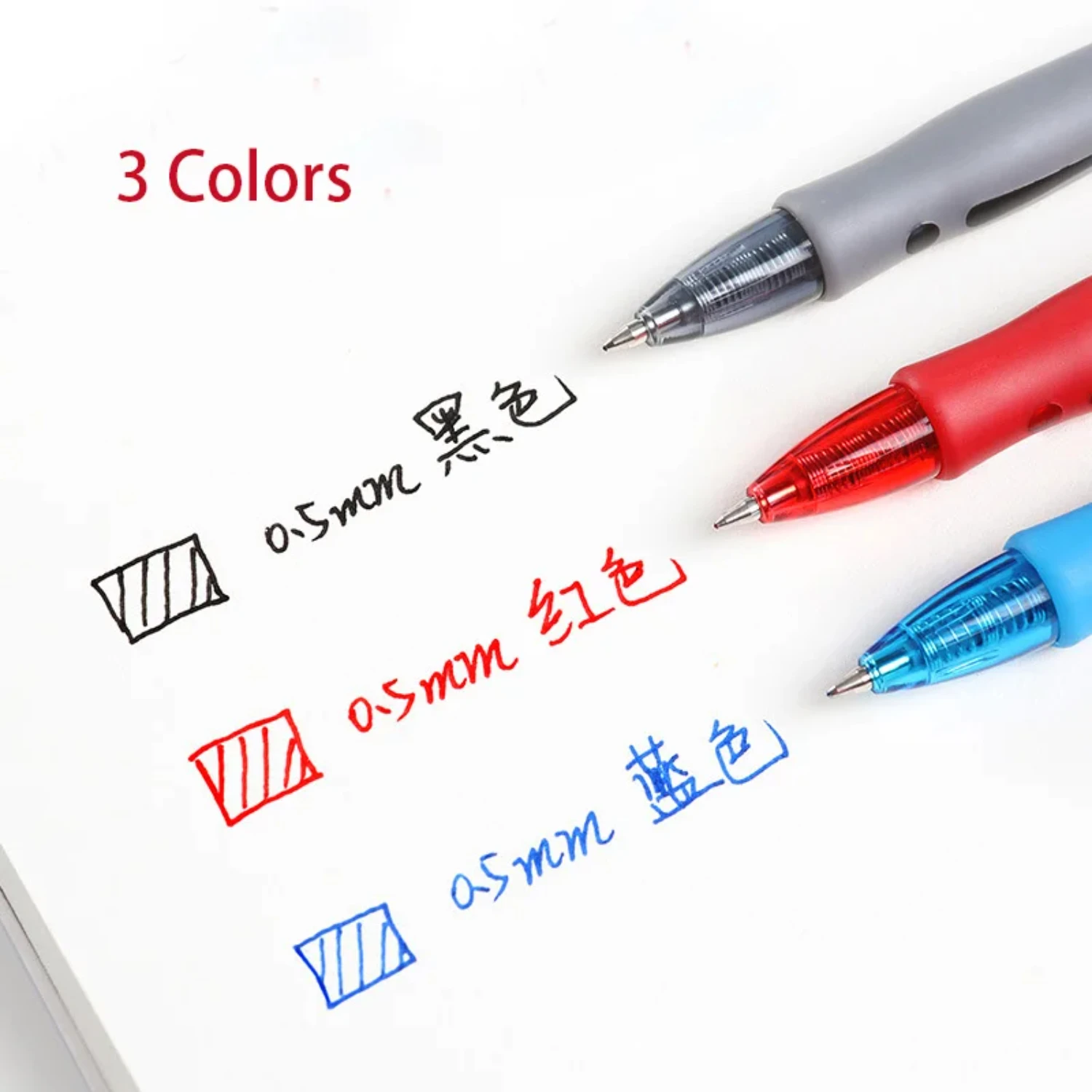 Roise Retractable Gel Pens Set Black/Red/Blue Ink Ballpoint Writing Refills Office Accessories School Supplies Stationery