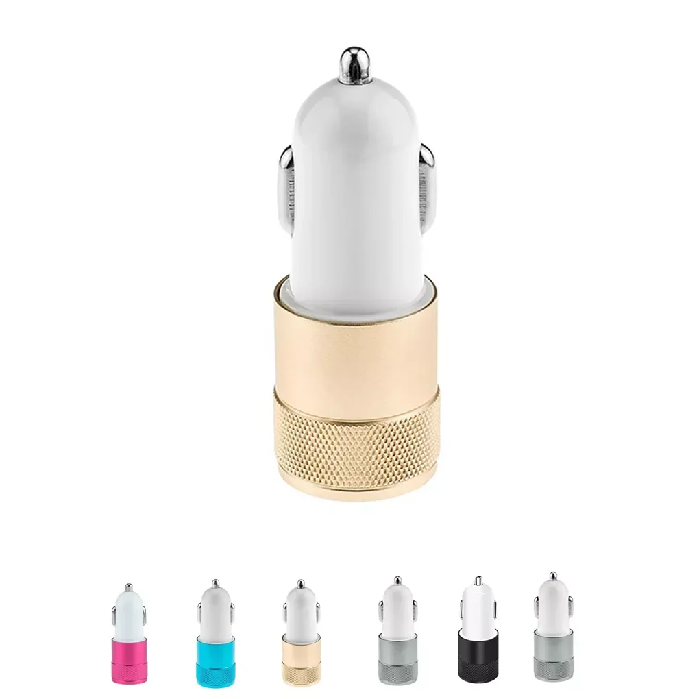 

1A Alloy 2 USB Ports Universal Intelligent Charging Dual USB Car Charger for iPhone for Android Mobile Phone