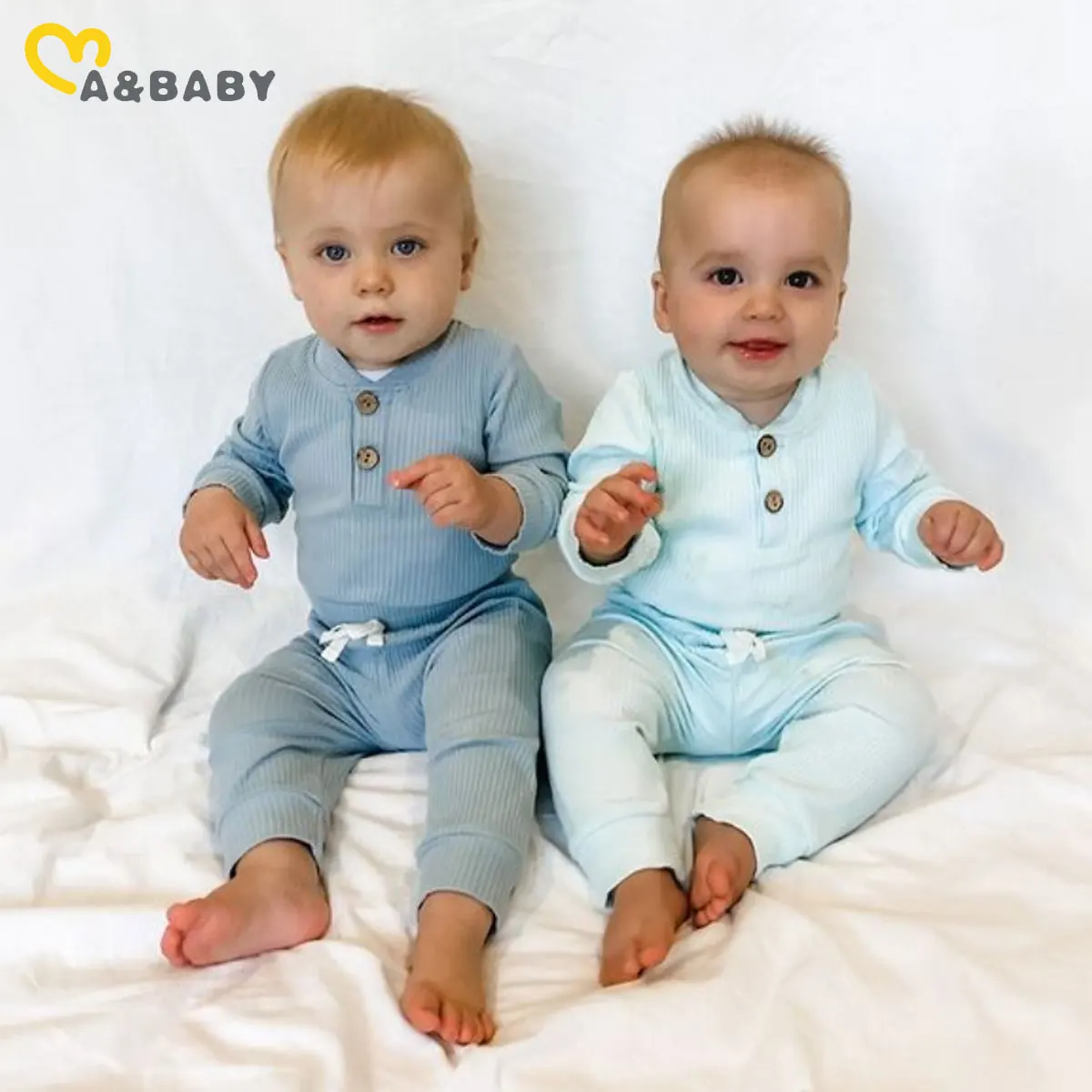 

Ma&Baby 0-24M Newborn Infant Baby Boy Girl Clothes Set Soft Knit Long Sleeve Button Romper Pants Outfits Autumn Spring Clothing