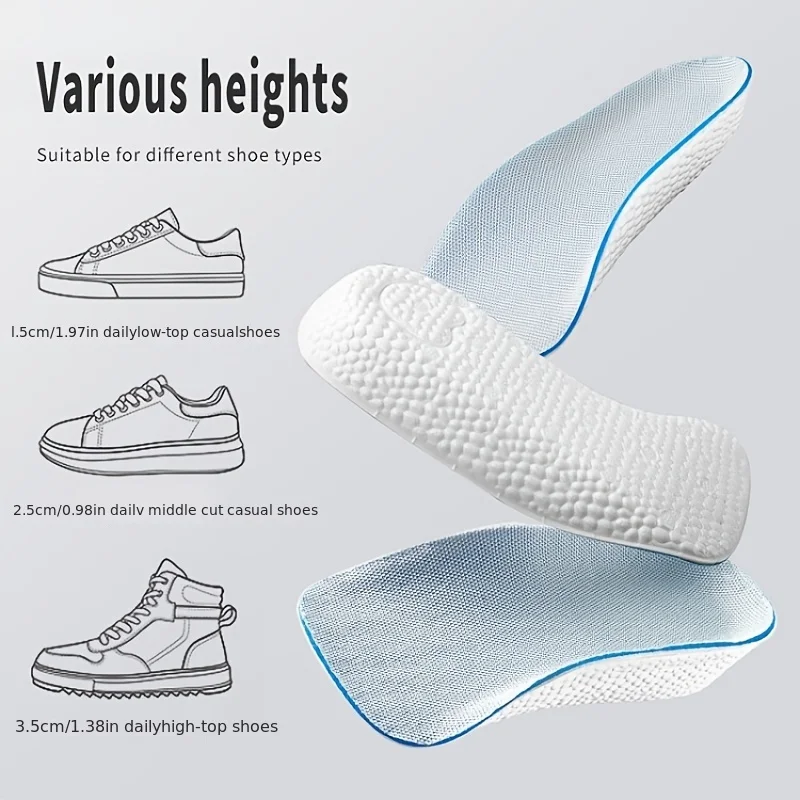 Height Increase Insoles for Men Women Shoes Flat Feet Arch Support Orthopedic Insoles Sneakers Heel Lift Memory Foam Shoe Pads
