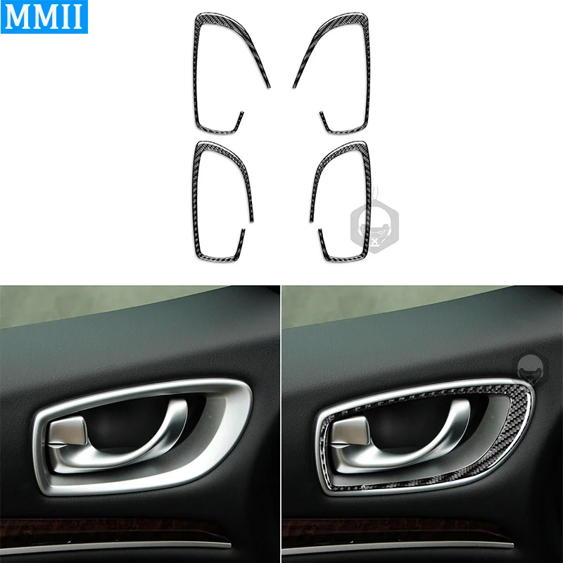 

For Infiniti JX 2013 QX60 2014-2016 Carbon Fiber Car Door Handle Pull Trim Cover Interior Decoration Accessories Sticker