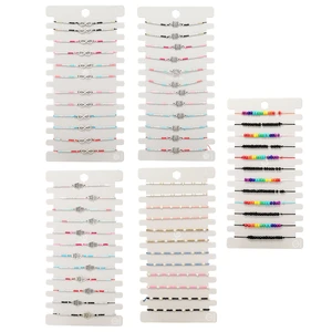 12PCS Rainbow Glass Seed Beaded Alloy Fatima Hand ＆ Animal Charms
Bracelet for Women Adjustable Braided Rope Anklet Jewelry Set