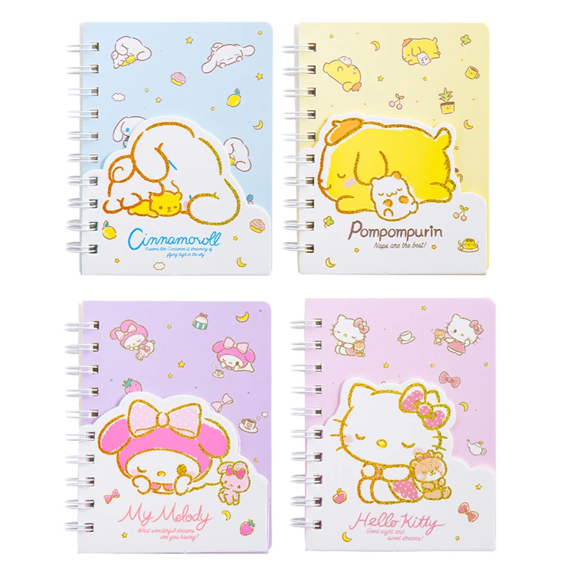 

Блокнот А6 Kawai Melody Cinnamoroll Kuromi KT Cat Pink с цветными горизонтальными линиями, школьные принадлежности для девочек