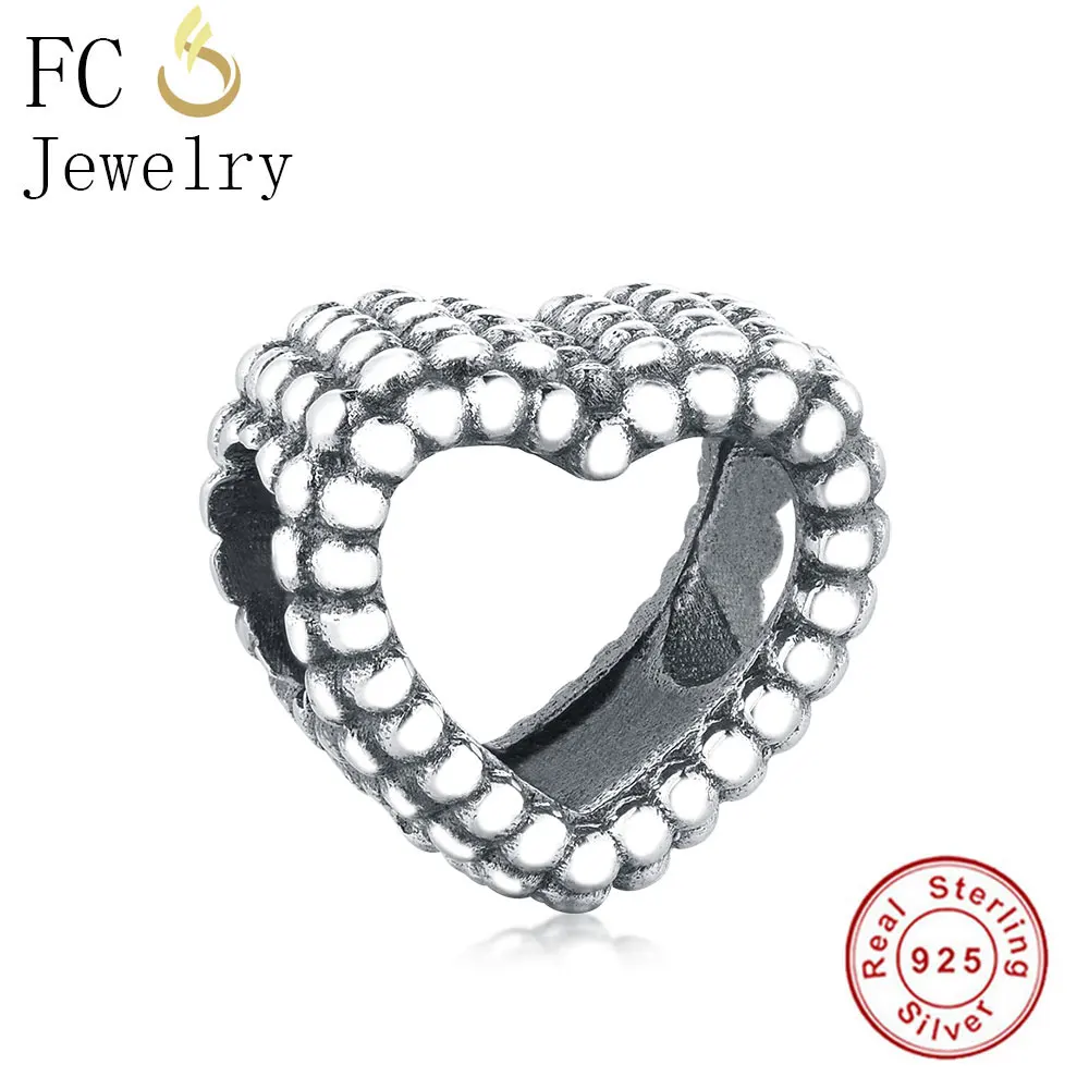 

FC Jewelry Fit Original Brand Charms Bracelet 925 Sterling Silver Antique Heart Beads Women Christmas Berloque Valentine Mothe