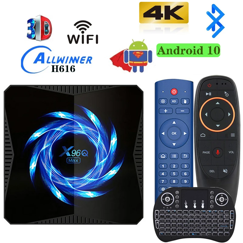 

Приставка Смарт-ТВ X96Q MAX, 4K, Android, Allwinner H616, Android 10,0, 2,4 ГГц