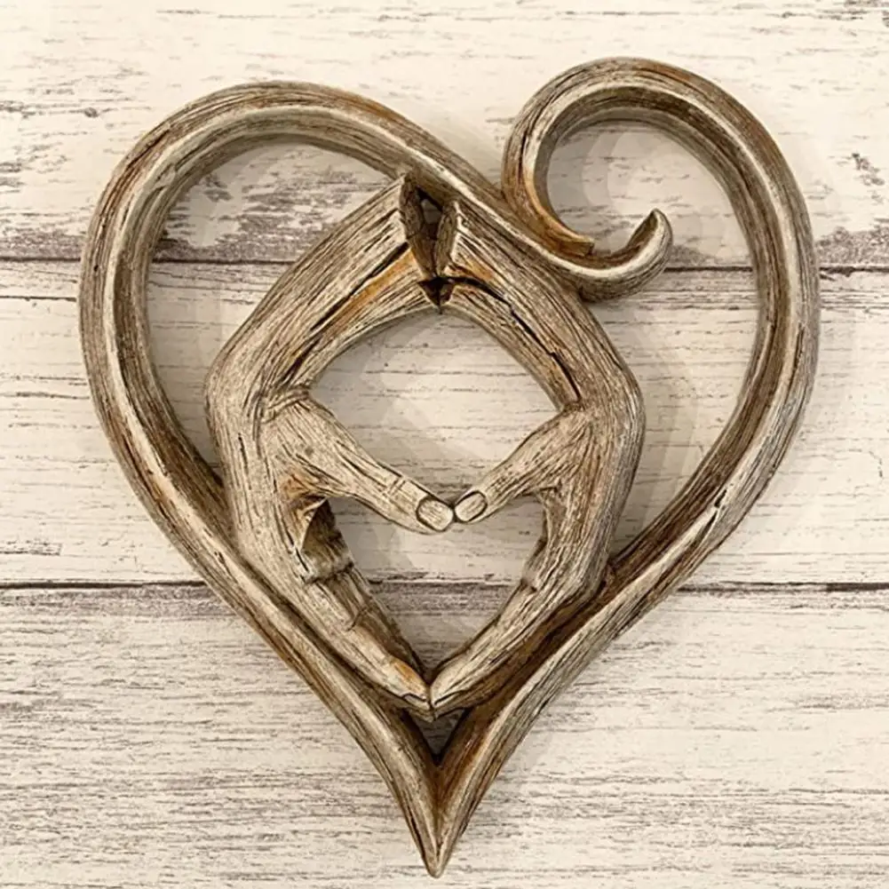 

Fashion Heart Pendant Sculptures Durable Smooth Edge Heart Holding Hands Wall Decor Wall Pendant Heart Hands Pendant