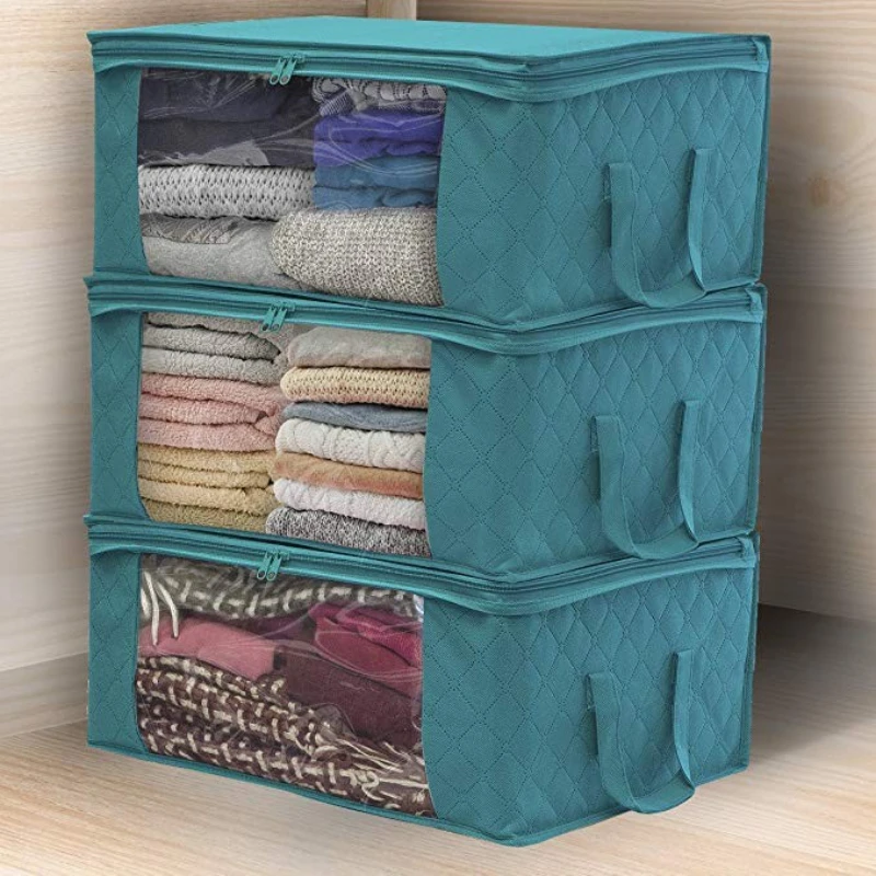 

Сумка для хранения Echome, Хлопковая Сумка для сортировки одеял и одежды, вместительный пыленепроницаемый складной шкаф для хранения из нетканого материала